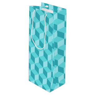 PASTEL AQUA GEOMETRISCHE KUBPATRONEN WIJN CADEAUTAS