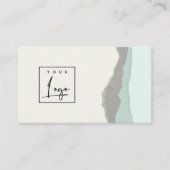 Pastel Aqua Gray Kraft Mountain Logo Torn Edge Visitekaartje (Voorkant)