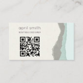 Pastel Aqua Gray Kraft Mountain Wave QR Code Visitekaartje (Voorkant)