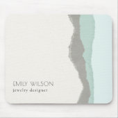 Pastel Aqua Gray Kraft Mountain Wave Torn Edge Muismat (Voorkant)