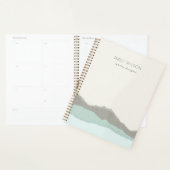 Pastel Aqua Gray Kraft Mountain Wave Torn Edge Planner (Display)