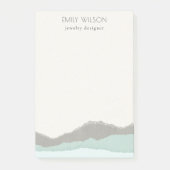 Pastel Aqua Gray Kraft Mountain Wave Torn Edge Post-it® Notes (Voorkant)