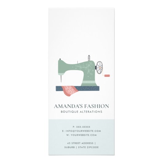 PASTEL AQUA GREEN PINK SEWWWWING MACH PRICE SERVIC RECLAMEKAART (Achterkant)