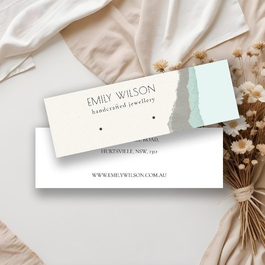 Pastel Aqua Kraft Mountain Wave Earning Display Mini Visitekaartje