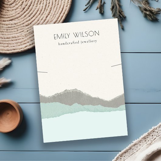 Pastel Aqua Kraft Mountain Wave Ketting Display Visitekaartje