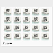 Pastel Aqua Kraft Mountain Wave Torn Edge QR-code Vierkante Sticker (Vel)