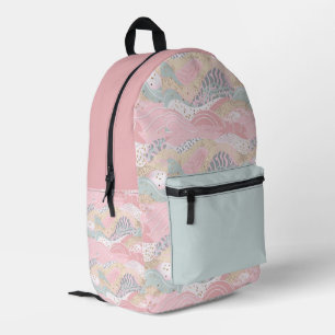 Pastel Aqua Roze Goud Golvend Patroon Bedrukte Rugzak
