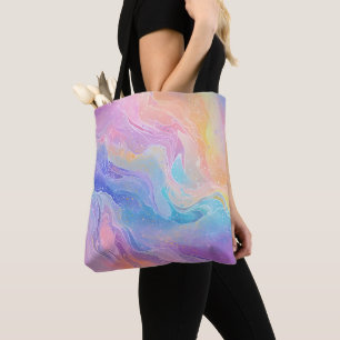  Pastel Aquarel Rainbow Liquid Pour Art Draagtas
