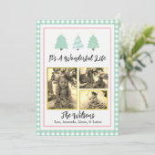 Pastel Aquarelle Arbres Green Plaid Carte de Noël (Debout devant)