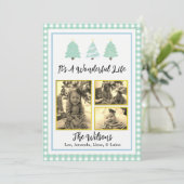 Pastel Aquarelle Arbres Green Plaid Carte de Noël (Debout devant)