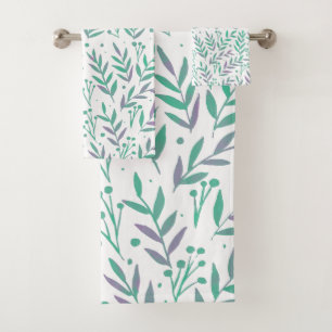 Pastel aquarelle branches pourpre et vert