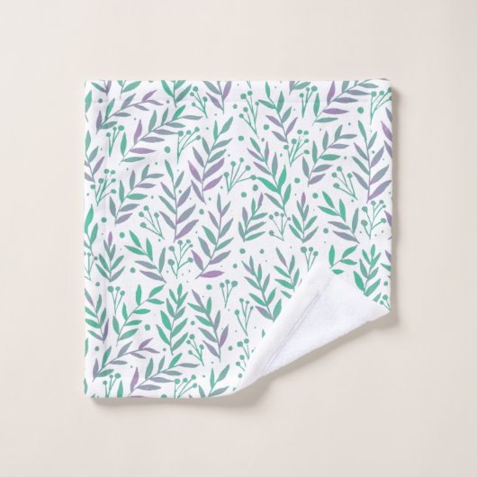 Pastel aquarelle branches pourpre et vert (Gant de toilette)