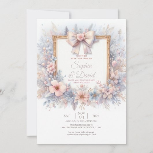 Pastel Aquarelle Faire-part de mariage (Devant)