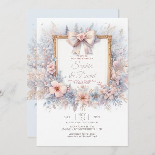 Pastel Aquarelle Faire-part de mariage (Devant / Derrière)