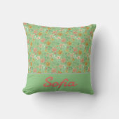 Pastel aquarelle fleur boho vert Jaillir oreiller (Recto)