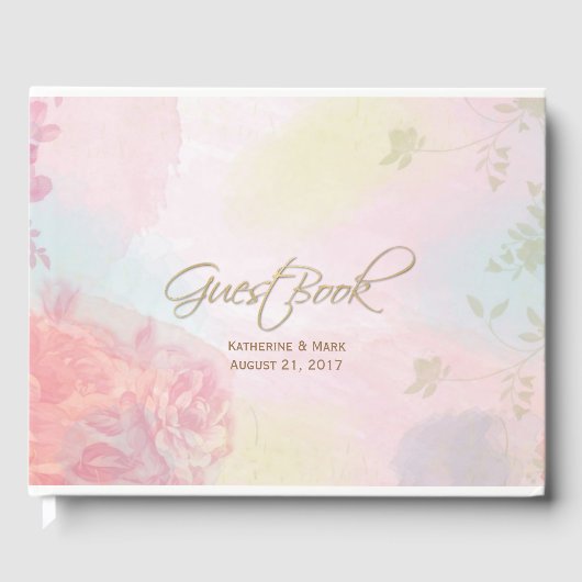 Pastel Aquarelle Floral Mariage Livre d'or (Recto)