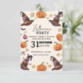 Pastel Aquarelle Halloween Fête Invitation (Debout devant)