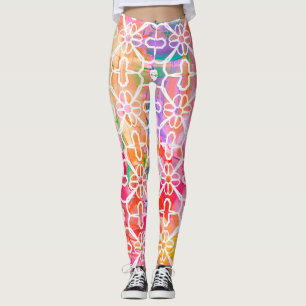 Pastel Aquarelle Motif Leggings