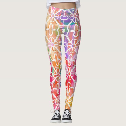 Pastel Aquarelle Motif Leggings (Devant)