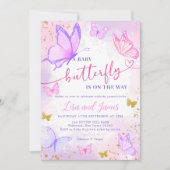 Pastel Aquarelle Papillon Baby shower Invitation (Devant)