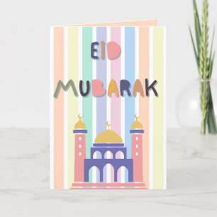 Pastel Arc-en-Ciel Enfants Aïd Moubarak Carte plié