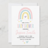 pastel arc-en-ciel et coeurs invitation baby showe (Devant)