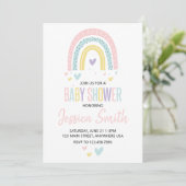 pastel arc-en-ciel et coeurs invitation baby showe (Debout devant)