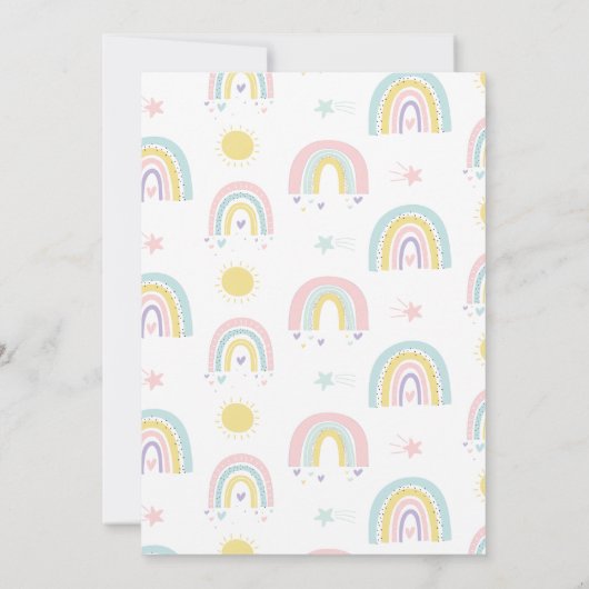 pastel arc-en-ciel et coeurs invitation baby showe (Dos)