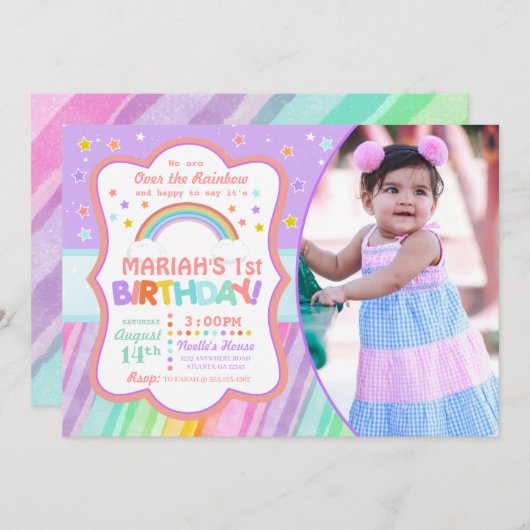 Pastel Arc-en-ciel Invitation photo (Devant / Derrière)