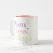 Pastel Arc-en-ciel "Maman Boss Badass" Café Mug (Devant gauche)