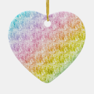 Pastel Arc-en-Ciel Motif Coeur Ornement en céramiq
