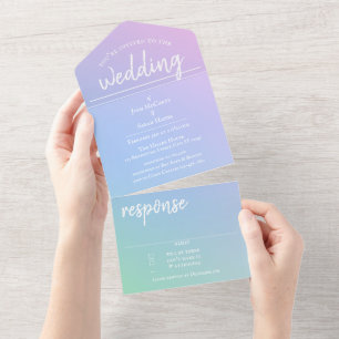 Pastel Arc-en-Ciel tout en un mariage Invitation