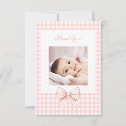Pastel arc rose baby shower photo merci cartes (Devant)