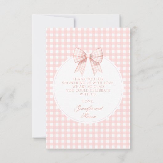 Pastel arc rose baby shower photo merci cartes (Dos)