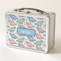 Pastel Arcade Dinosaurus Pixel Silhouetten Patroon