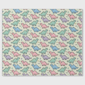 Pastel Arcade Dinosaurus Pixel Silhouetten Patroon Cadeaupapier (Vlak)