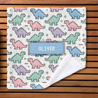 Pastel Arcade Dinosaurus Pixel Silhouetten Patroon Washandje