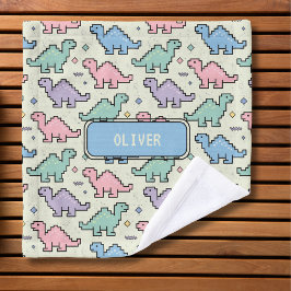 Pastel Arcade Dinosaurus Pixel Silhouetten Patroon Washandje