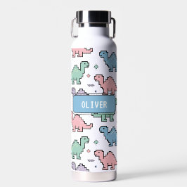Pastel Arcade Dinosaurus Pixel Silhouetten Patroon Waterfles