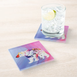 Pastel Arctic Explorer in aquarel Glazen Onderzetter