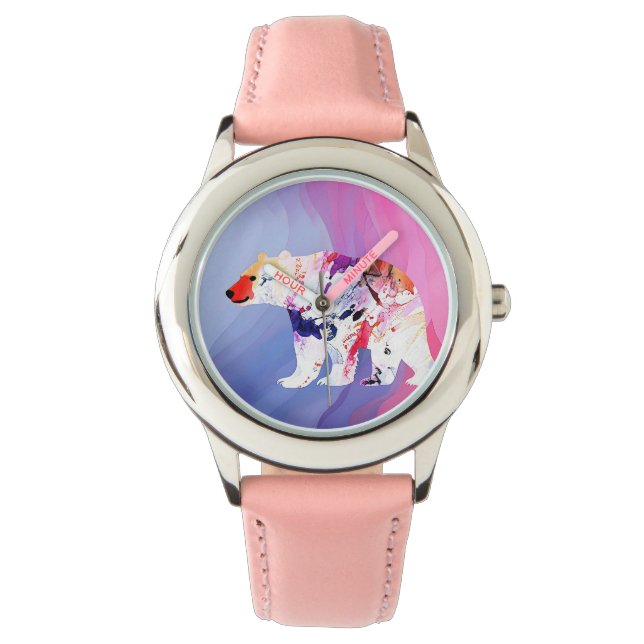 Pastel Arctic Explorer in aquarel Horloge (Voorkant)