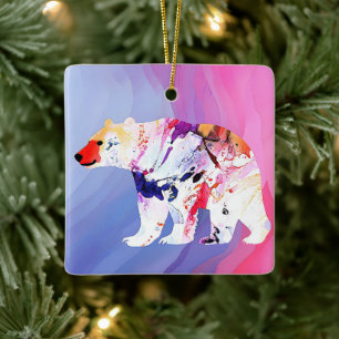 Pastel Arctic Explorer in aquarel Keramisch Ornament