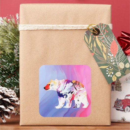 Pastel Arctic Explorer in aquarel Vierkante Sticker (Feestdagen)