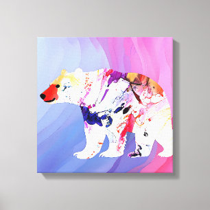 Pastel Arctische Ontdekkingsreiziger in Waterverf Canvas Afdruk