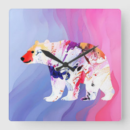 Pastel Arctische Ontdekkingsreiziger in Waterverf  Vierkante Klok