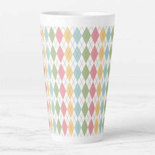 Pastel Argyle Pattern Latte Mok (Voorkant)