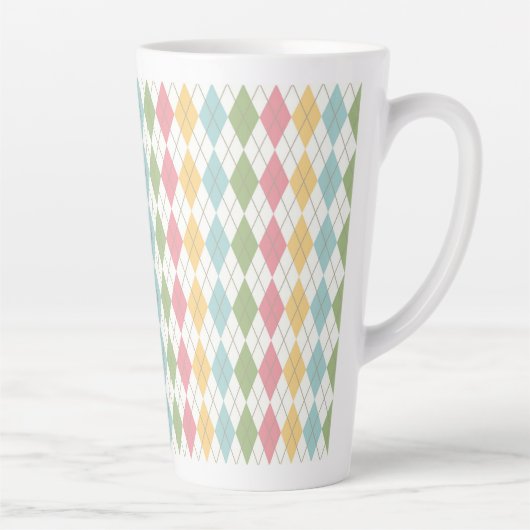 Pastel Argyle Pattern Latte Mok (Rechts)