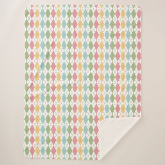 Pastel Argyle Pattern Sherpa Deken (Voorkant)