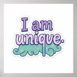 Pastel Art Empowering "Ik ben uniek" Poster