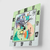 Pastel atoommoderne middeleeuwen vierkante klok (Hoek)
